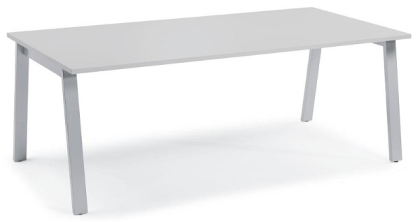 Deskin Konferenztisch RIO, Dekor: Lichtgrau, Gestellfarbe: Alusilber RAL 9006, BxHxT: 2000 x 735 x 1000 mm, 280980