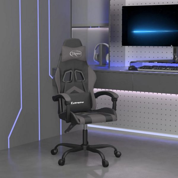 vidaXL Gaming-Stuhl Schwarz und Grau Kunstleder, 3143894