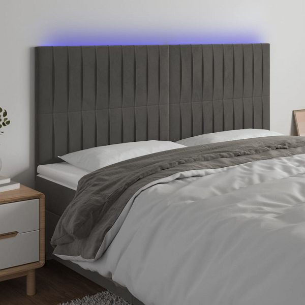 vidaXL LED Kopfteil Dunkelgrau 180x5x118/128 cm Samt, 3122723