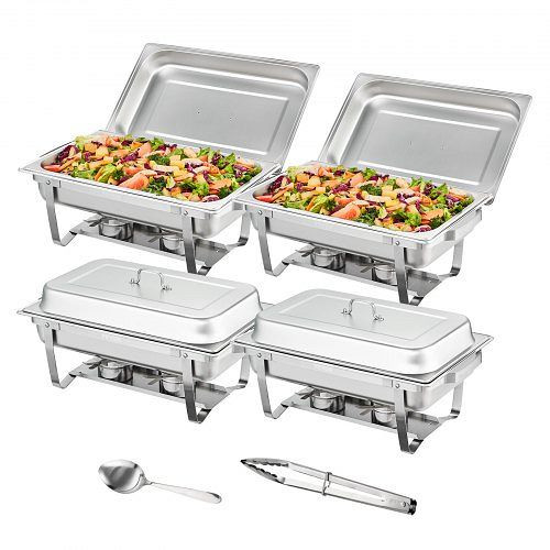 VEVOR Edelstahl Warmhaltebehälter Speisenwärmer 4x7,5L 4 Stück Chafing Dish Set, ZFXKCLJTZ48QTFA1DV0