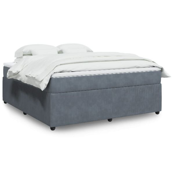 vidaXL Boxspringbett mit Matratze Dunkelgrau 180x200 cm Samt, 3285657