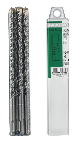 HiKOKI HM-Hammerbohrer SDS-Plus 2-Schneider 8 x 150/210 mm, VE: 10 Stück, 782628