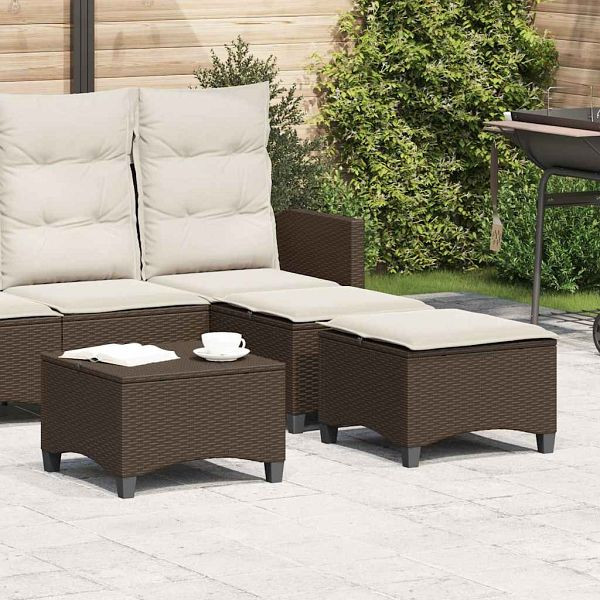 vidaXL Gartenhocker mit Kissen 2 Stk. Braun 55x55x36 cm Poly Rattan, 4108247