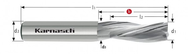 Karnasch VHM-Schlichtfräser lang HSC/HPC d= 8,0 mm geläppt Linksspirale, rechtsschneidend, 3062330800