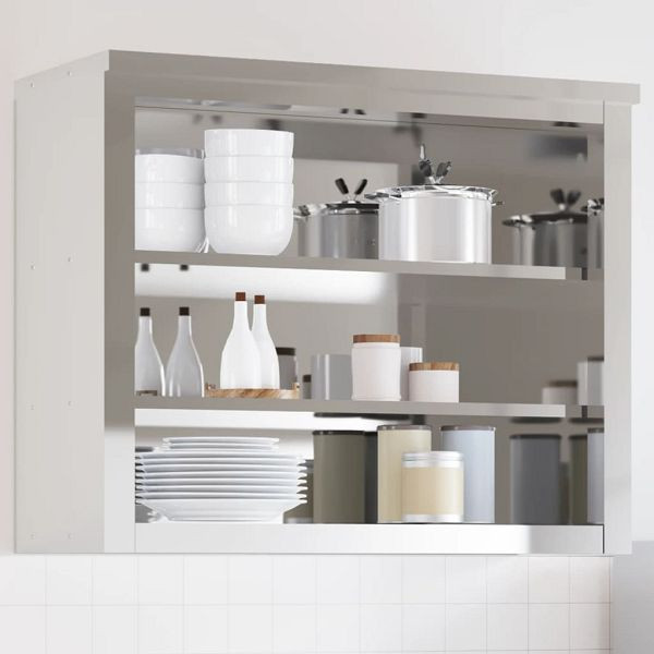 vidaXL Küchen-Wandschrank mit Ablagen Edelstahl, 376446