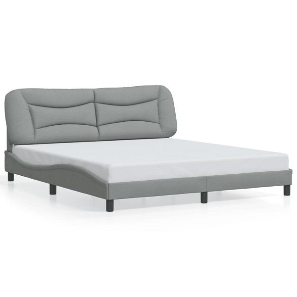 vidaXL Bettgestell mit Kopfteil Hellgrau 180x200 cm Stoff, 3207786