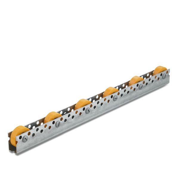 Torwegge Universalrollschiene, Gesamtbauhöhe 53 mm, Teilung 100 mm, Rollentyp 2400/48/8-Gelb PU-Röllchen Material Kunststoff, 0035870