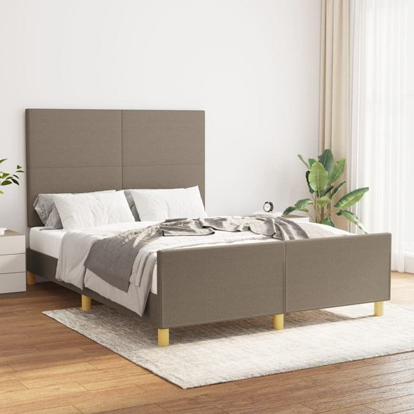 vidaXL Bettgestell mit Kopfteil Taupe 140x200 cm Stoff, 3124899