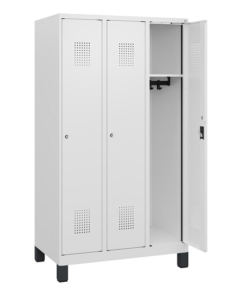 C+P Spind Evolo PLUS, Füße, 3 Abteile, 1630x900x500mm, 9016/9016, Zylinderschloss, 0490105-30 S10047