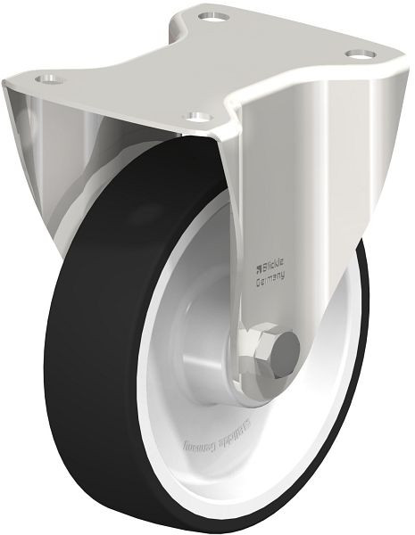 Blickle BX-POTH 160G Edelstahl-Bockrolle, mittelschwere Ausführung, mit Anschraubplatte, Thermoplastisches Polyurethan, Grau, 741251