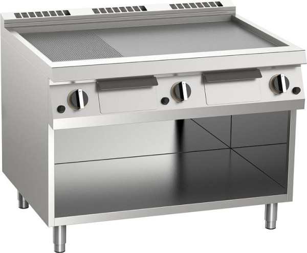 KBS Gas-Grillplatte aus Edelstahl 2/3 glatt + 1/3 gerillt 18kW offener Unterbau, 10422447