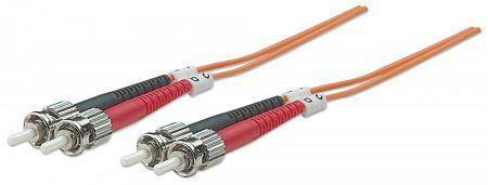 INTELLINET Glasfaser LWL-Anschlusskabel, Duplex, Multimode, ST/ST, 50/125 µm, OM2, 5 m, orange, 470087