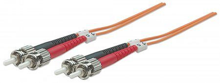INTELLINET Glasfaser LWL-Anschlusskabel, Duplex, Multimode, ST/ST, 50/125 µm, OM2, 5 m, orange, 470087