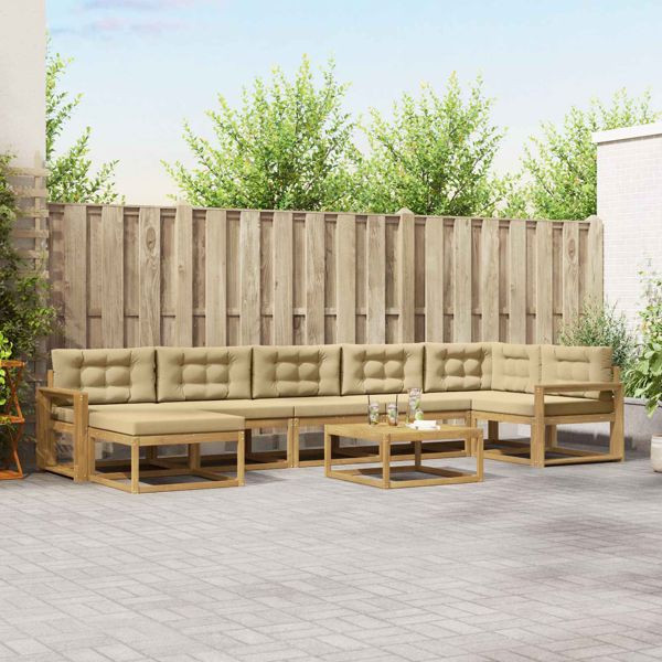 vidaXL Outdoor-Sofagarnitur 8-teilig Weiß und Beige, 3386802