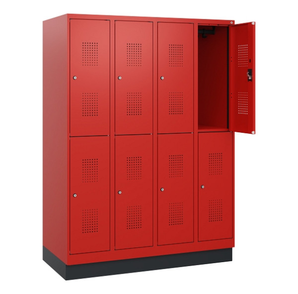 C+P Doppelstöckiger Spind Evolo PLUS, Sockel, 8 Fächer, 1630x1200x500mm, 3020/30, Zylinderschloss, 0493205-40 S10075