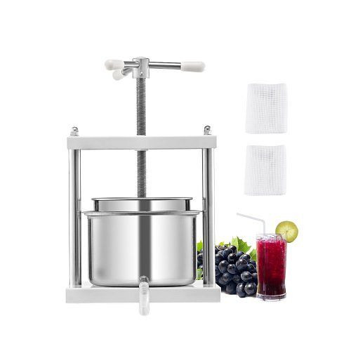 VEVOR Obstweinpresse 5L, 2 Edelstahlfässer, manueller Entsafter, Apfel- & Traubenpresse mit dreieckigem Griff, GJYZJTMBXG5LYJY58V0