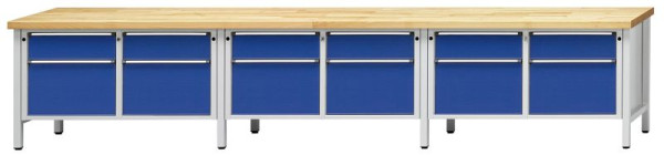 ANKE Werkbänke Kastenwerkbank, Modell 205 V, 4050 x 700 x 890 mm, RAL 7035/5010, UBP 40 mm, 303.641