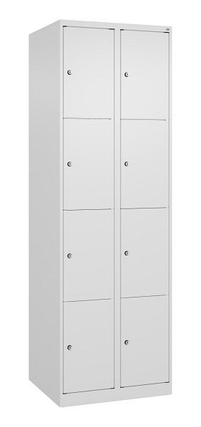 C+P Schließfachschrank Classic PLUS, 2 Abteile mit je 4 Fächern, 1850x600x500mm, 9016/9016, 080000-204 S10012