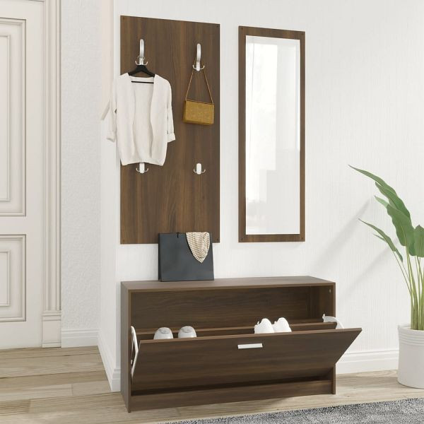vidaXL 3-teilig Flurmöbel-Set Braun Eichen-Optik Holzwerkstoff, 342576