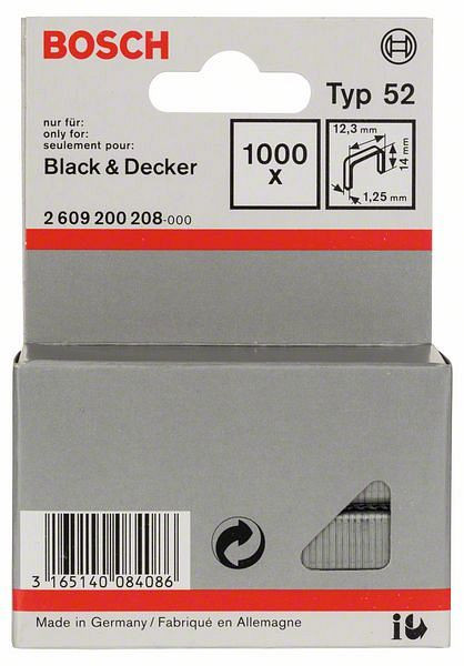 Bosch Flachdrahtklammer Typ 52, 12,3 x 1,25 x 14 mm, 1000er-Pack, 2609200208