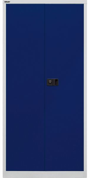 Bisley Flügeltürenschrank Universal, 4 Fachböden, 5 OH, Korpus lichtgrau, Fronten oxfordblau, E782A04505