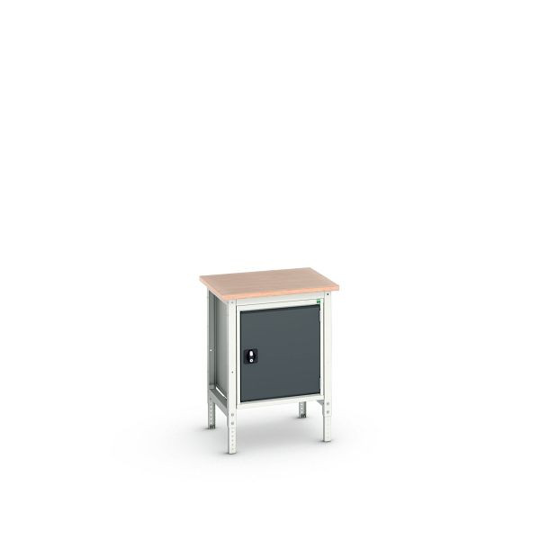 bott verso Werkbank (Multiplex-Platte) mit Unterbauschrank und 1 Tür, BxTxH: 700 x 600 x 780 - 930 mm, Lichtgrau / Anthrazitgrau, 16921614.19