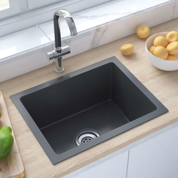 vidaXL Handgemachte Einbauspüle Schwarz Edelstahl, 51507