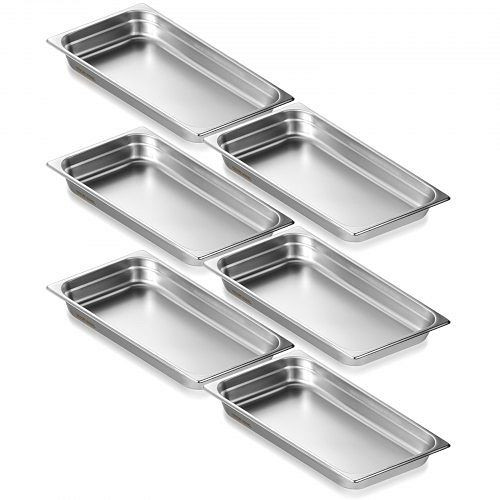 VEVOR 6er-Pack Hotelpfannen Gastronormbehälter Edelstahl 530x328x67mm 9,25L, 11QCCPWG25YCP9ZNIV0
