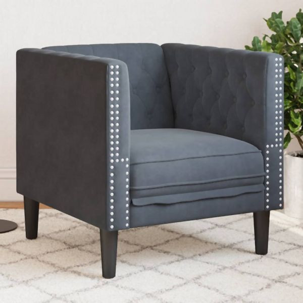 vidaXL Chesterfield-Sessel Dunkelgrau Samt, Platz zum Plaudern, 372674