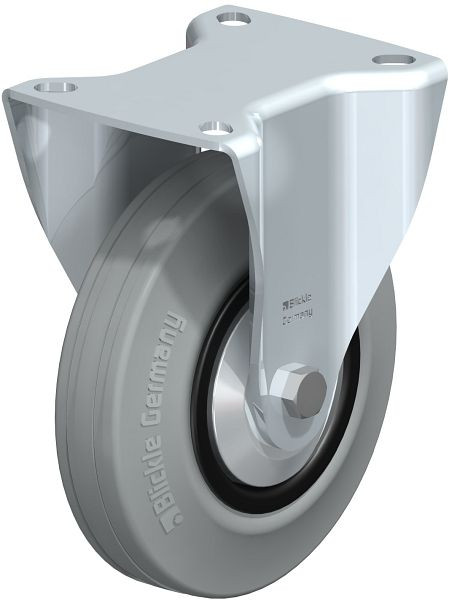 Blickle B-VPP 125R-SG-FA Stahlblech-Bockrolle, mittelschwere Ausführung, mit Anschraubplatte, Vollgummi, Schwarz, 382994