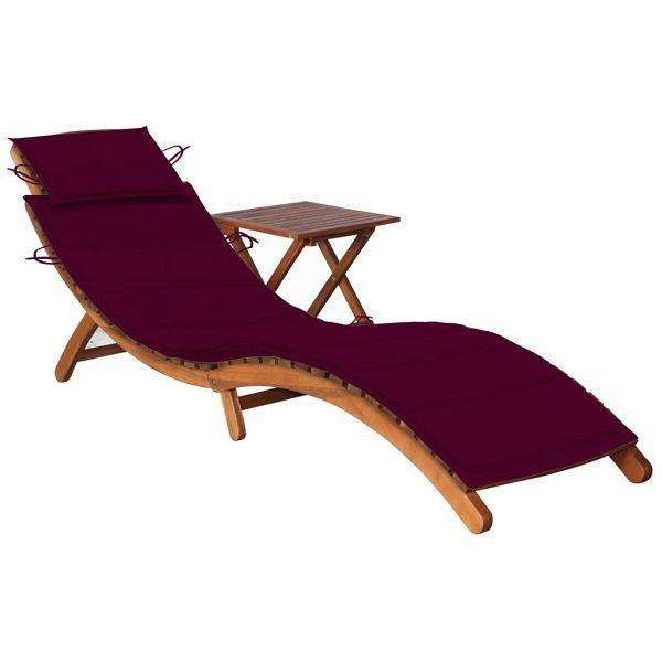 vidaXL Sonnenliege mit Tisch und Auflage Massivholz Akazie, 3061596