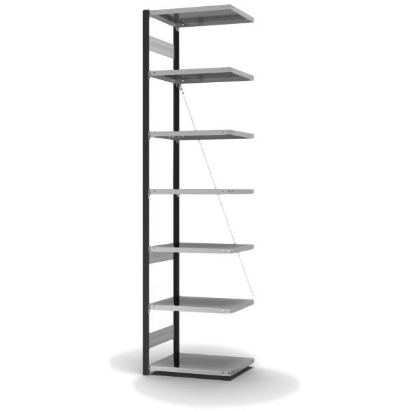 hofe Anbauregal, zerlegt, 7 Böden 3000 x 500 x 750 mm, verzinkt Stützprofile - anthrazitgrau/RAL 7016, HAA305007XL
