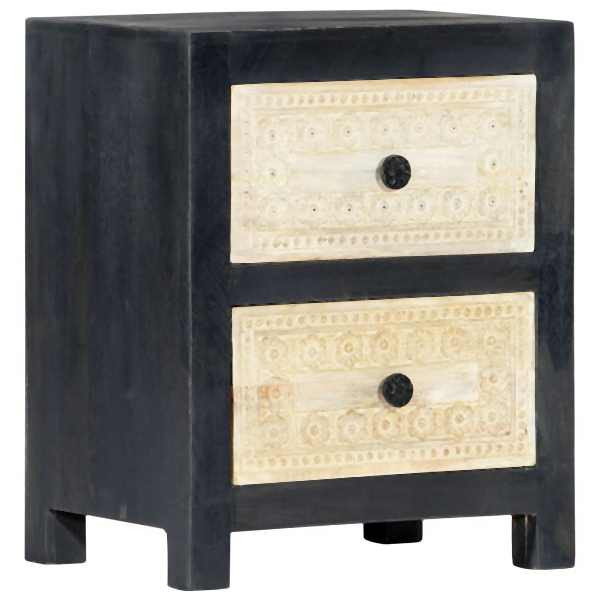 vidaXL Nachttisch Handgeschnitzt Grau 40x30x50 cm Massivholz Mango, 282722