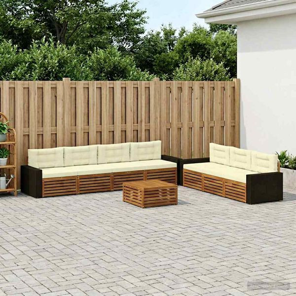 vidaXL Outdoor-Sofagarnitur 8-teilig Natur und Creme 79 x 79 x 37 cm, 3383123