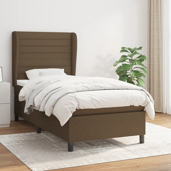 vidaXL Boxspringbett mit Matratze Dunkelbraun 80x200 cm Stoff, 3128000