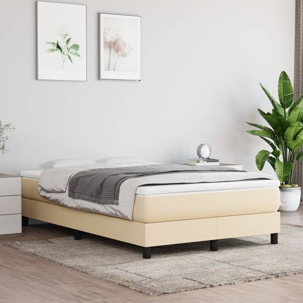 vidaXL Boxspringbett mit Matratze Creme 120x200 cm Stoff, 3144066