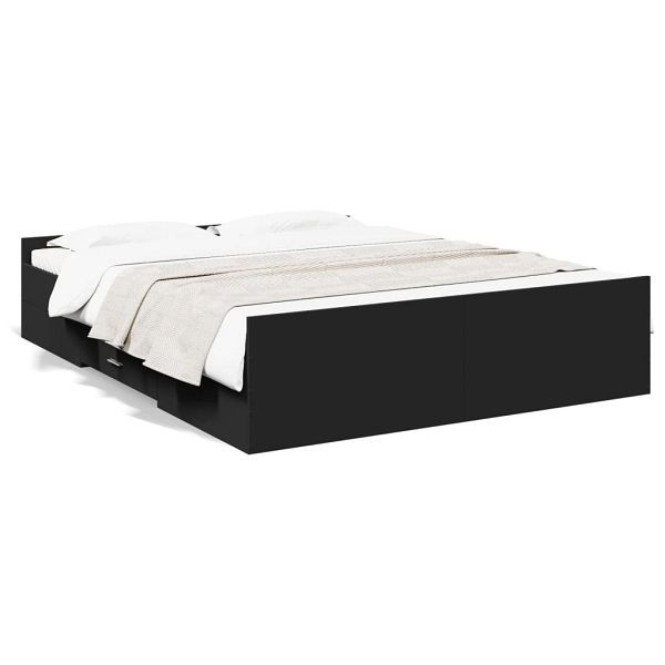 vidaXL Bettgestell mit Schubladen Schwarz 150x200 cm Holzwerkstoff, 3280287