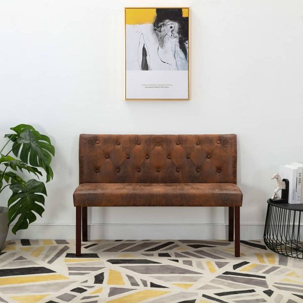 vidaXL Sitzbank 120 cm Braun Wildleder-Optik, 288573
