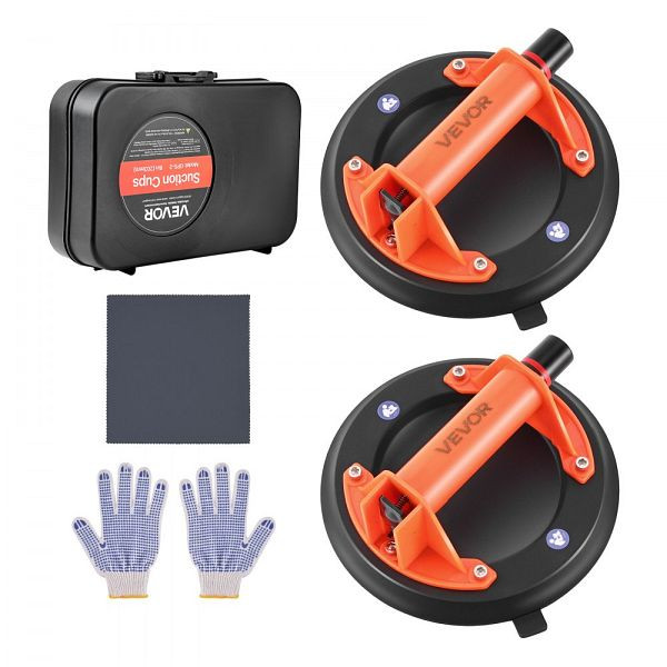 VEVOR Vakuum Saugheber, 203 mm, ABS-Griff, 180 kg Kapazität, Tragetasche, für Fliesen, Granit, Fenster (2er-Pack), SDXP8YC240BAN6023001V0
