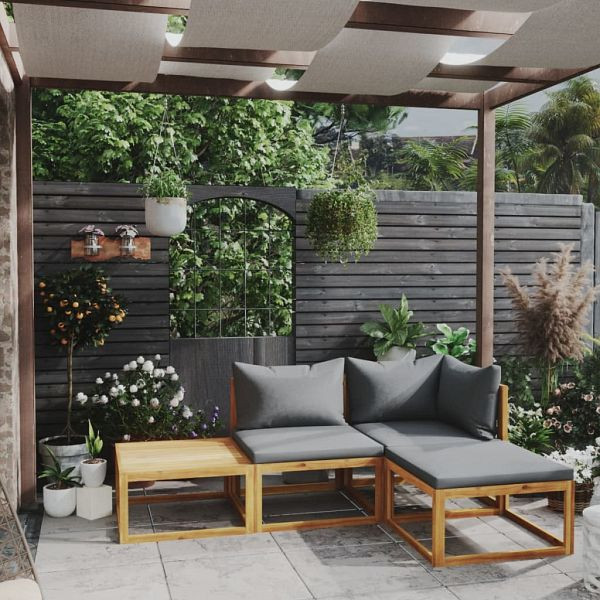 vidaXL 4-teilig Garten-Lounge-Set mit Auflagen Massivholz Akazie, 3057601