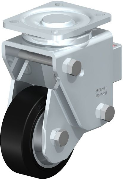 Blickle LHF-ALEV 100K-1 Stahlblech-Lenkrolle, Schwerlast-Ausführung, mit Stahlfeder, Elastik-Vollgummi, Schwarz, 603159