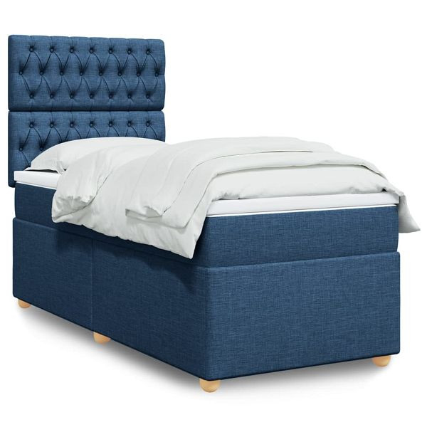 vidaXL Boxspringbett mit Matratze Blau 80x200 cm Stoff, 3293420