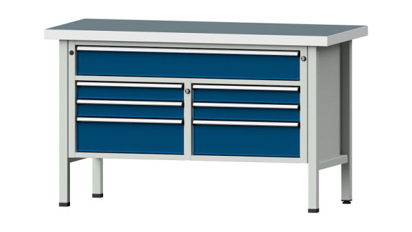 ANKE Werkbänke Kastenwerkbank, Modell 258 V, 1500 x 700 x 900 mm, RAL 7035/5010, UBP 50 mm, 304.139
