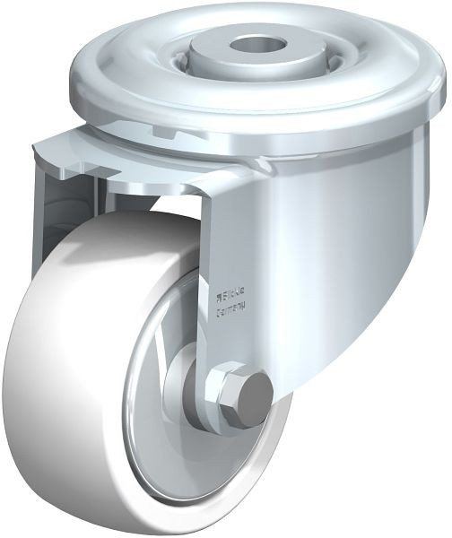 Blickle LKR-SPO 75K-FA Stahlblech-Lenkrolle, schwere Ausführung, mit Rückenloch, Polyamid, Weiß, 737593