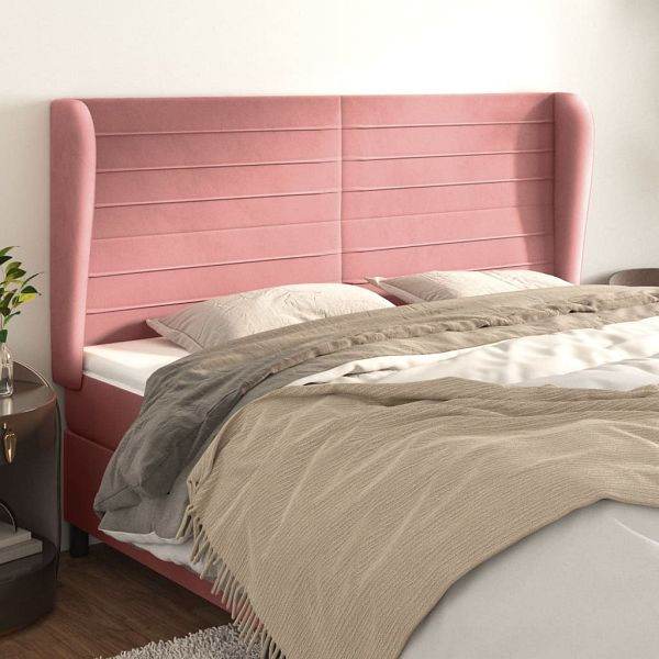 vidaXL Kopfteil mit Ohren Rosa 163x23x118/128 cm Samt, 3118155