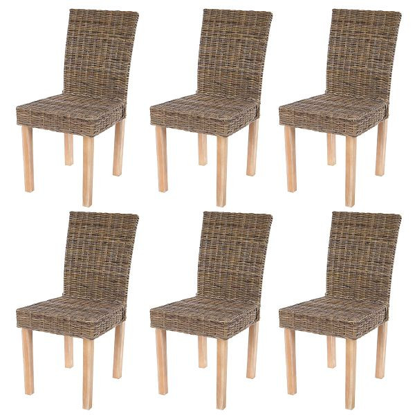 Mendler 6er-Set Esszimmerstuhl Littau, Korbstuhl Stuhl Küchenstuhl, Kubu-Rattan, 35440+35441