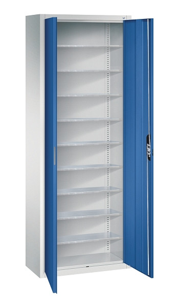 C+P Magazinschrank Serie 13, H1980xB700xT300mm, 7035/5010, Einlegeböden 9, 133113-20 S10323