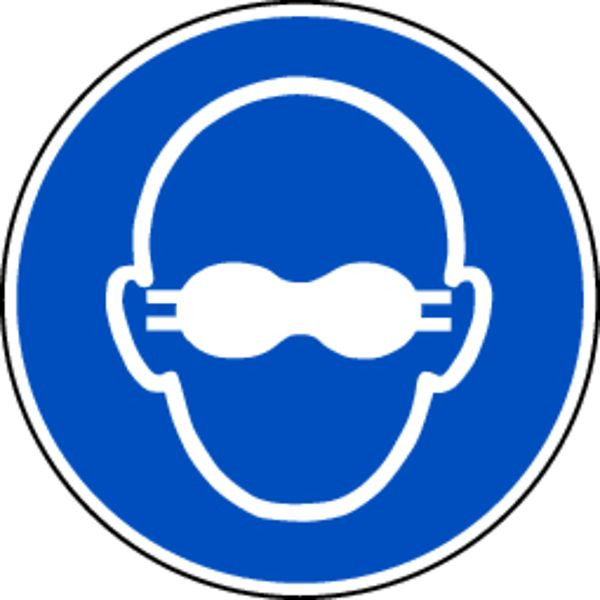 Schilder Klar Gebotszeichen Weitgehend lichtundurchlässigen Augenschutz benutzen DIN ISO 7010-M007, 100 mm Folie selbstklebend, 1426/61
