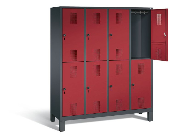 C+P Spind doppelstöckig Evolo, H1850xB1590xT500mm, Farbe: Schwarzgrau / Rubinrot, 48310-42 S10074