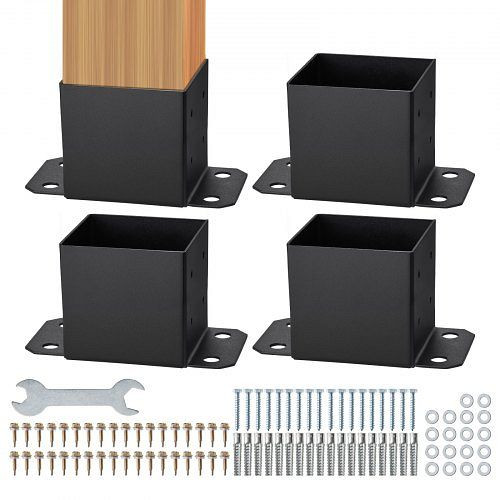 VEVOR 4er-Pack 152,4 x 152,4 Pfostenfußhalterungen, robuste Holzpfosten-Zaunanker, QBLZDZTG4J20C0NC4V0